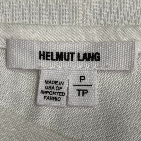 HELMUT LANG S White Silver Distressed Graphic Cotton Blend Crew Neck T-shirt - Picture 5 of 7